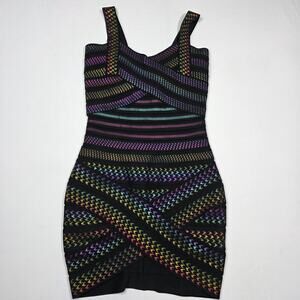 Fashion Nova Tatianna Bandage Dress Rainbow Bodycon Mini Multicolor Size Large